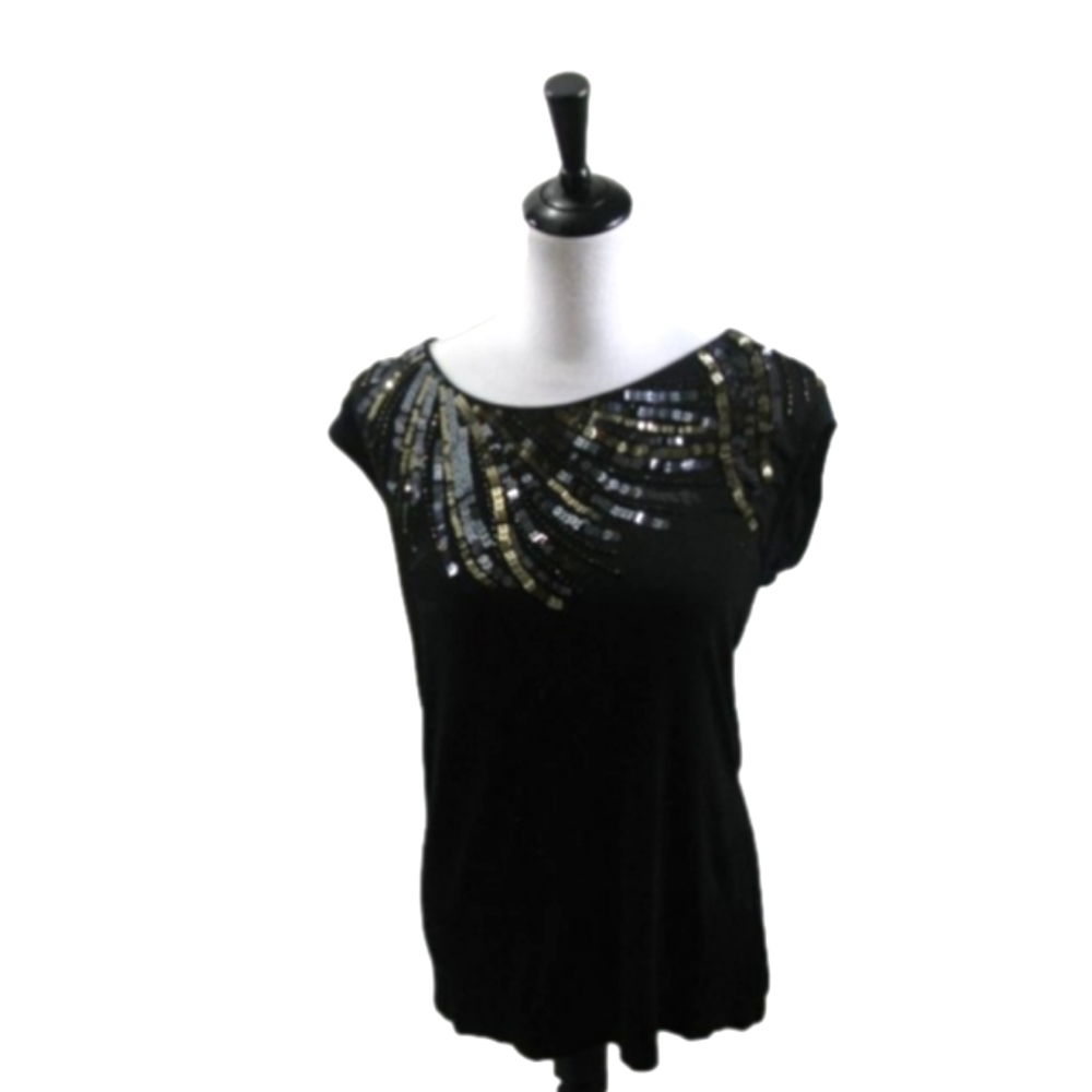 JANA Black Embellished Sleeveless Blouse Size Medium
